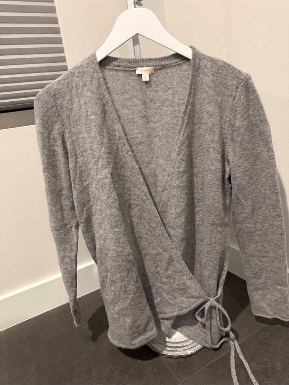 Cuyana Gray Wrap Cardigan with Tie Small